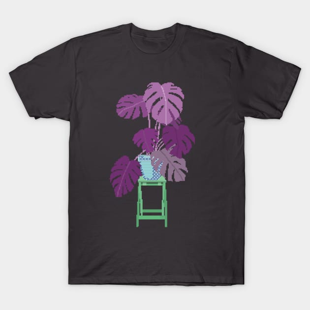 Monstera Plant Pixel art T-Shirt by Dystopix